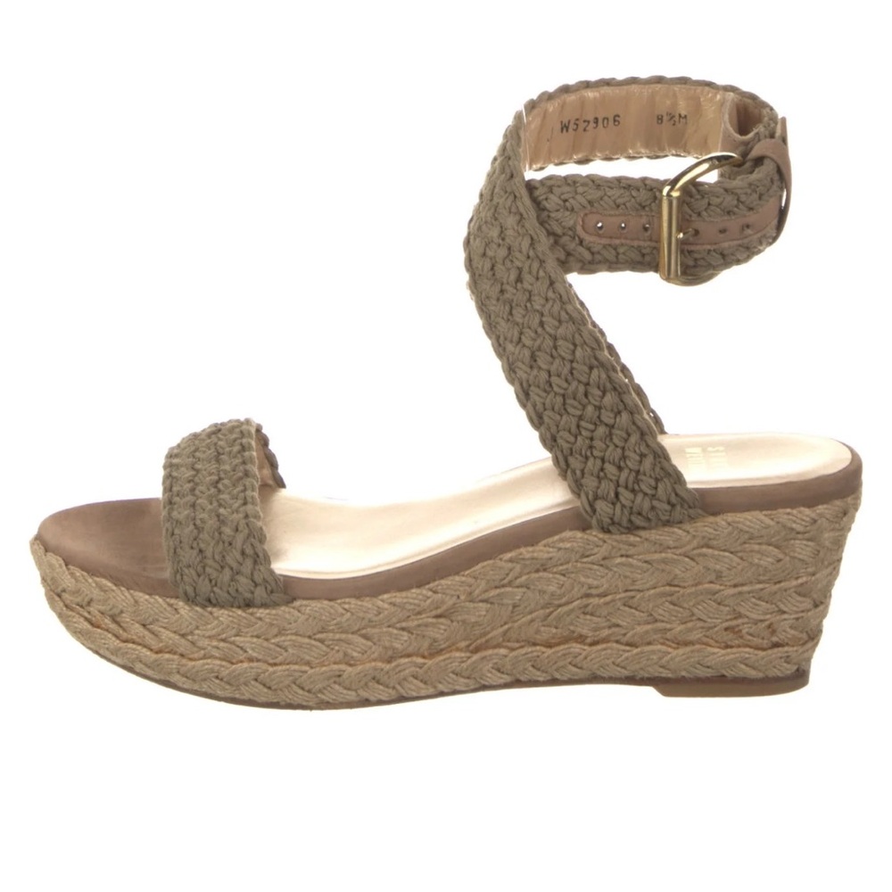 Stuart Weitzman Alexlo Swamp Crochet Espadrille Wedge Sandals - Picture 10 of 11